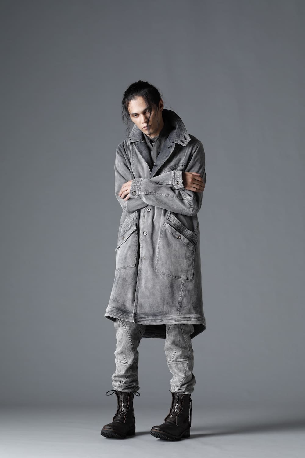 Bleach Dobby Cotton Stretch Worker Coat Bleach Gray