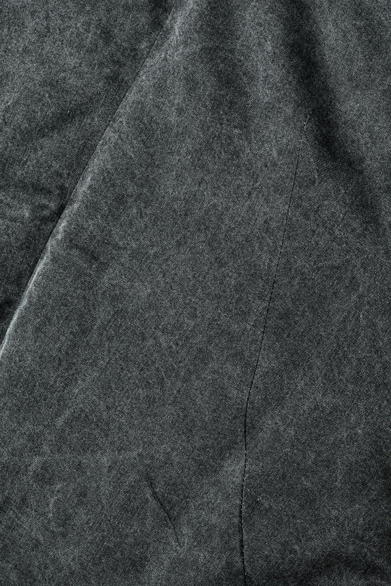 Horse Leather x Rayon Twill White Goose Down Coat Charcoal