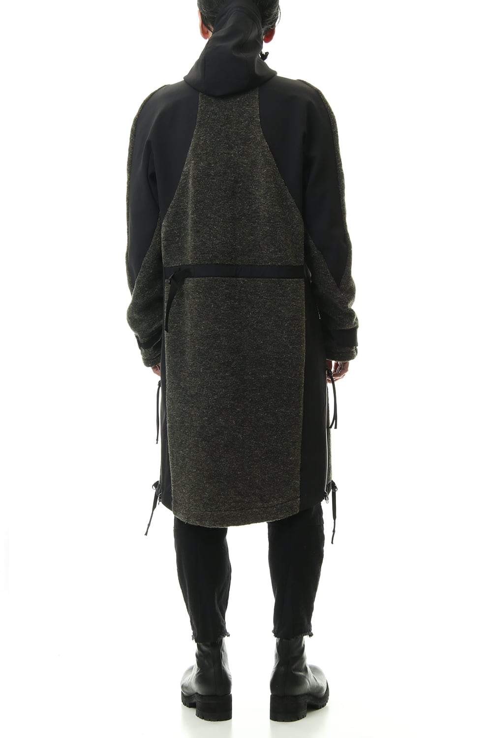 Kenpi wool Boa Hooded Coat Black