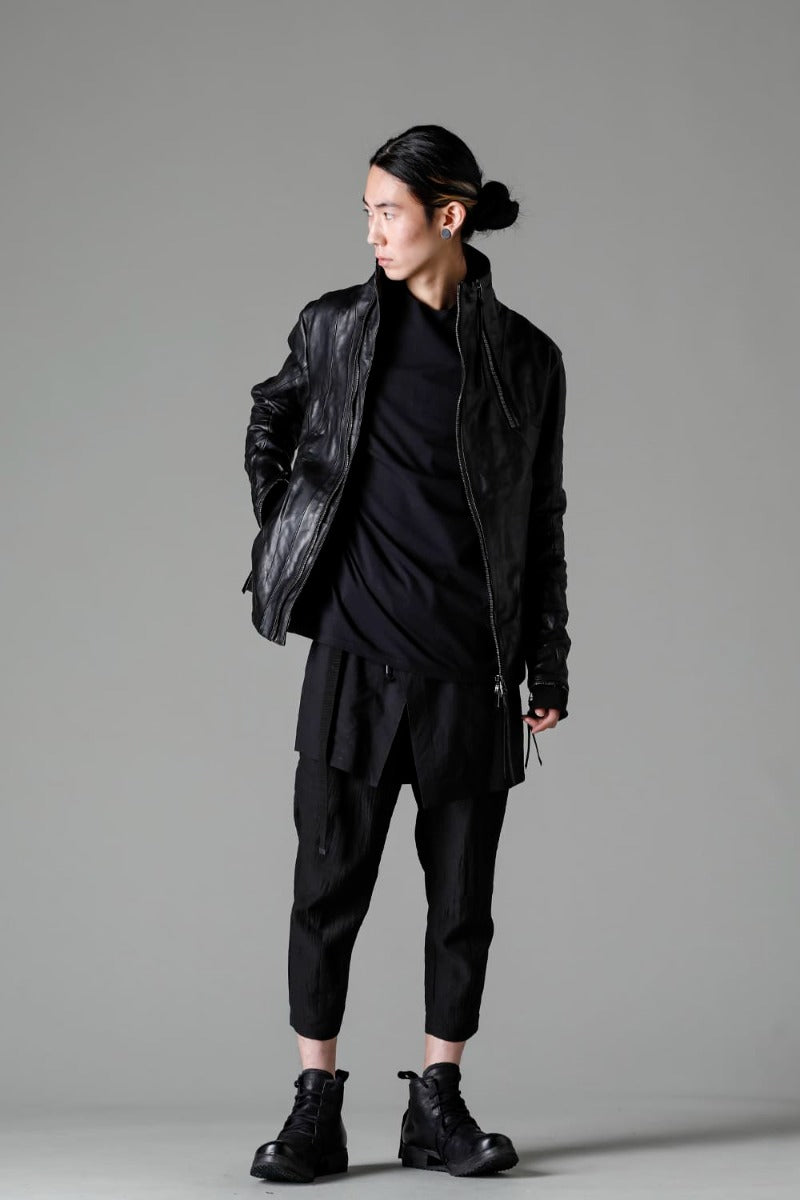 Summer Wool x Cupra Washer Lawn Wrap Apron Tuck Tapered Cropped Pants Black