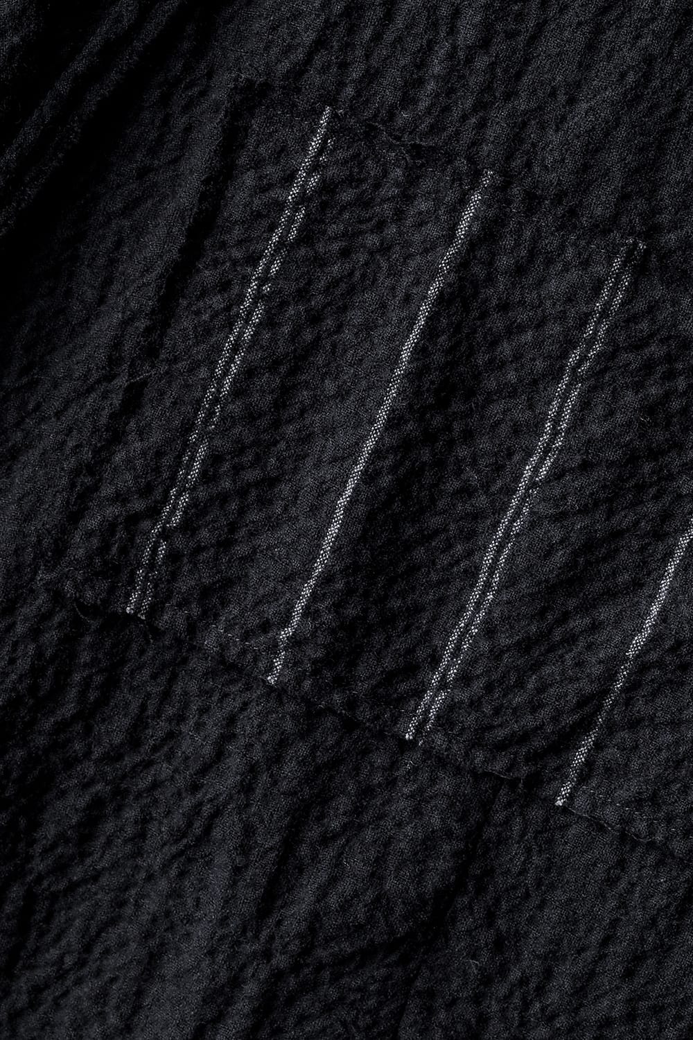 ウールコットンストライプコンビネーションロークロッチクロップドパンツ