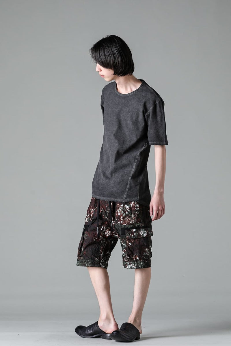 Uneven Dyed Nylon Ox Cargo Shorts Moss Black