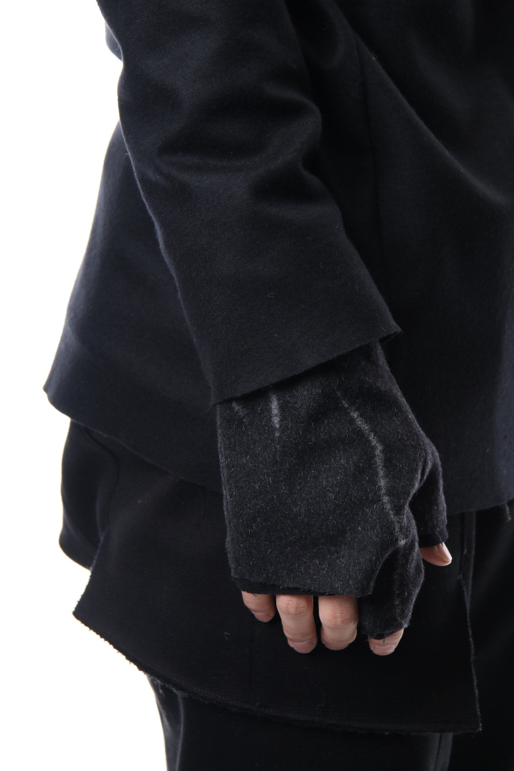 Pure cashmere needle punch fingerless glove