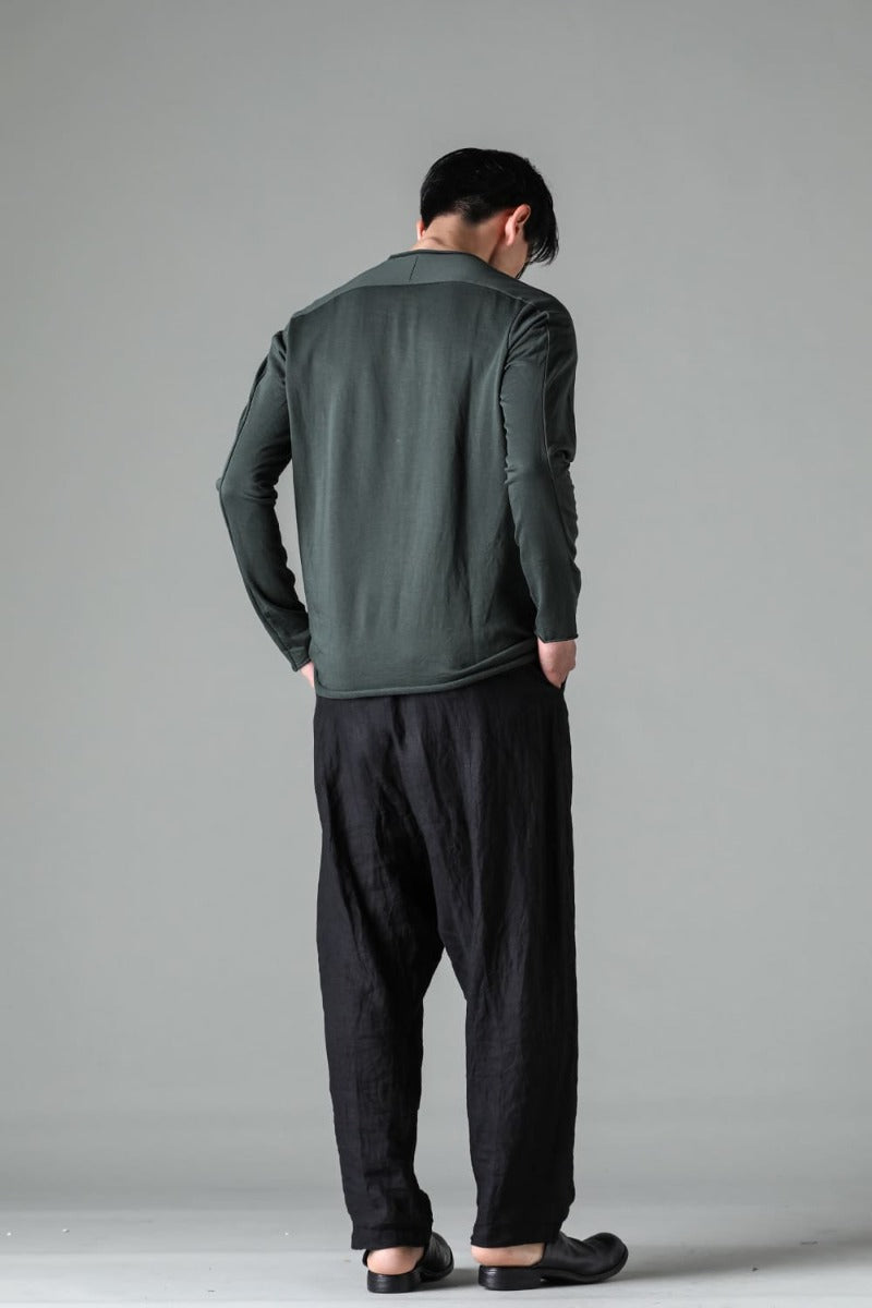 Micro Brushed Cotton Long Sleeve Cut & Sewn D. Green