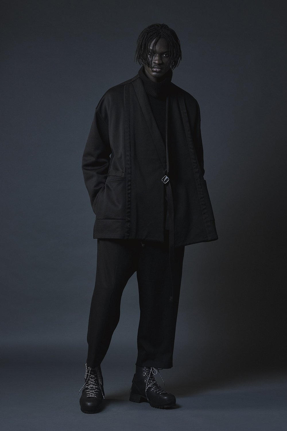 ポケット タートル ネック ニット Black