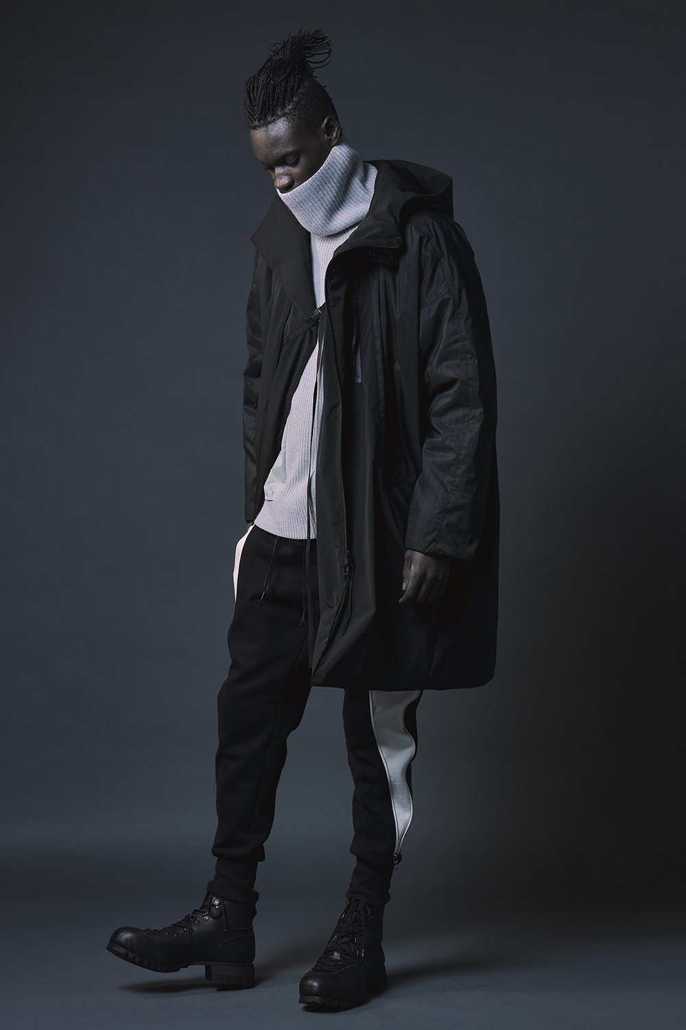 Pocket Turtle neck knit L.Gray