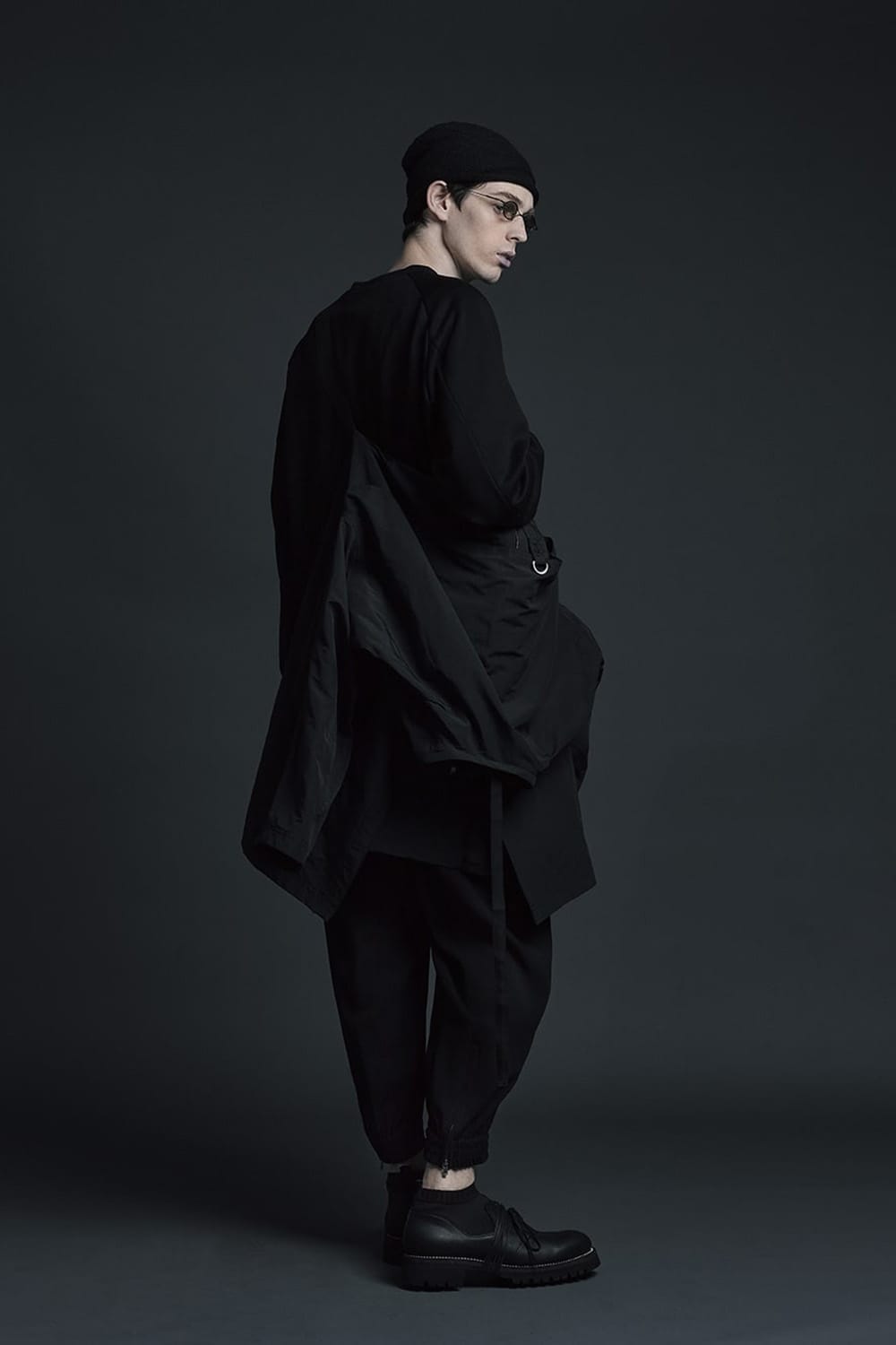 Hard twist Double weave Cuff pants Black