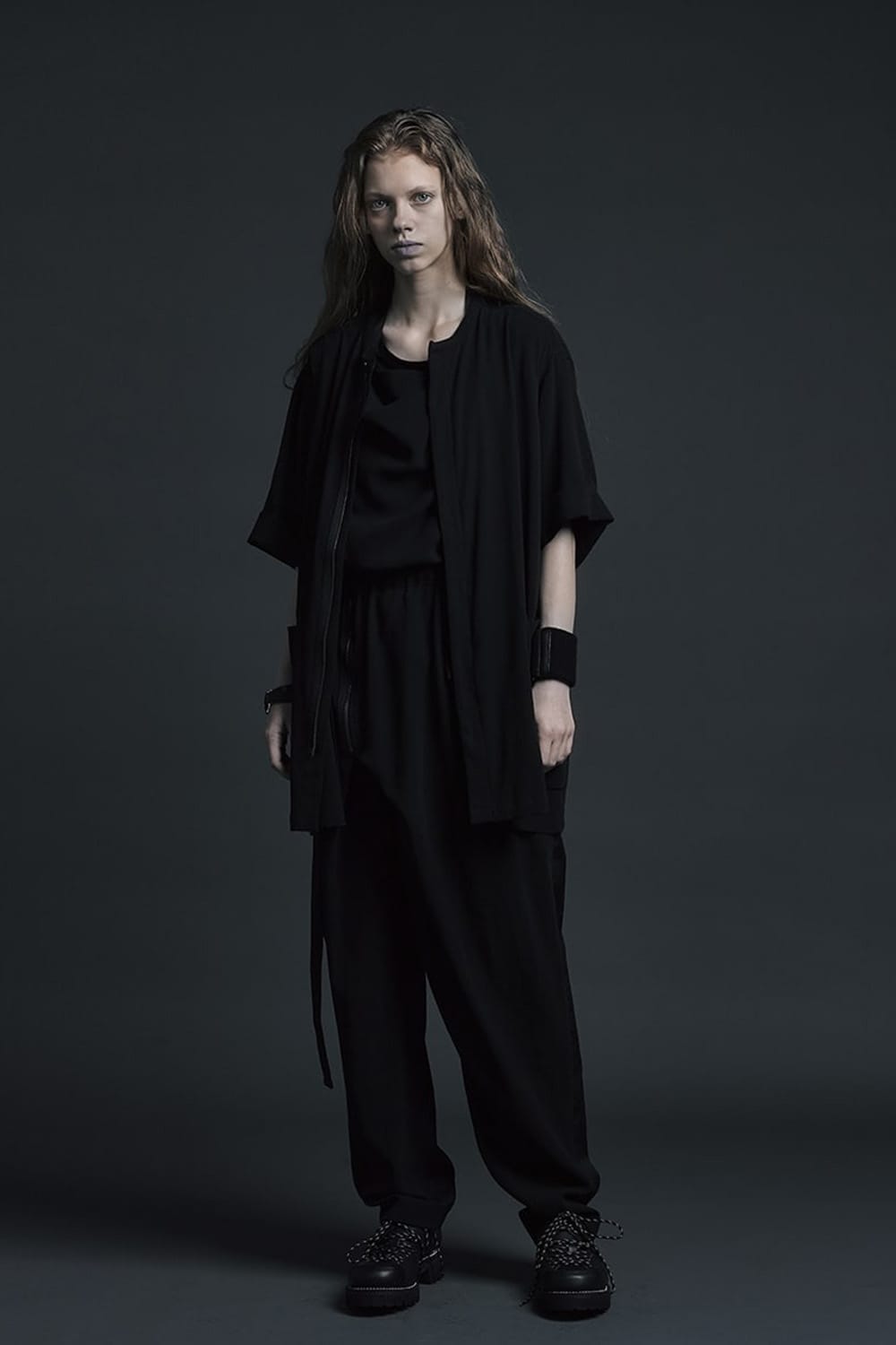 Hard twist Double weave Short sleeve shirt Black