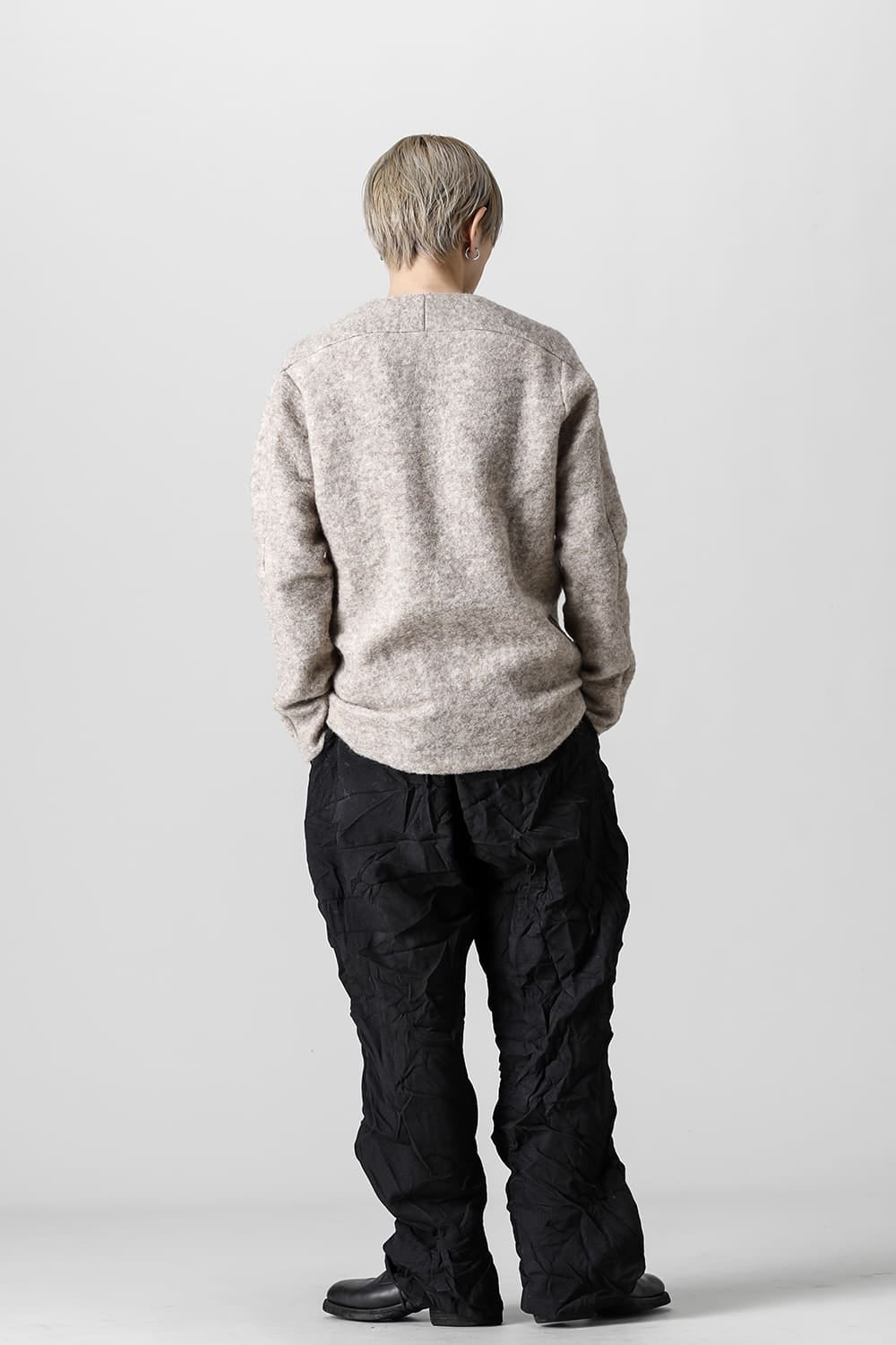 Italian Wool Blend Crew Neck Knit Beige