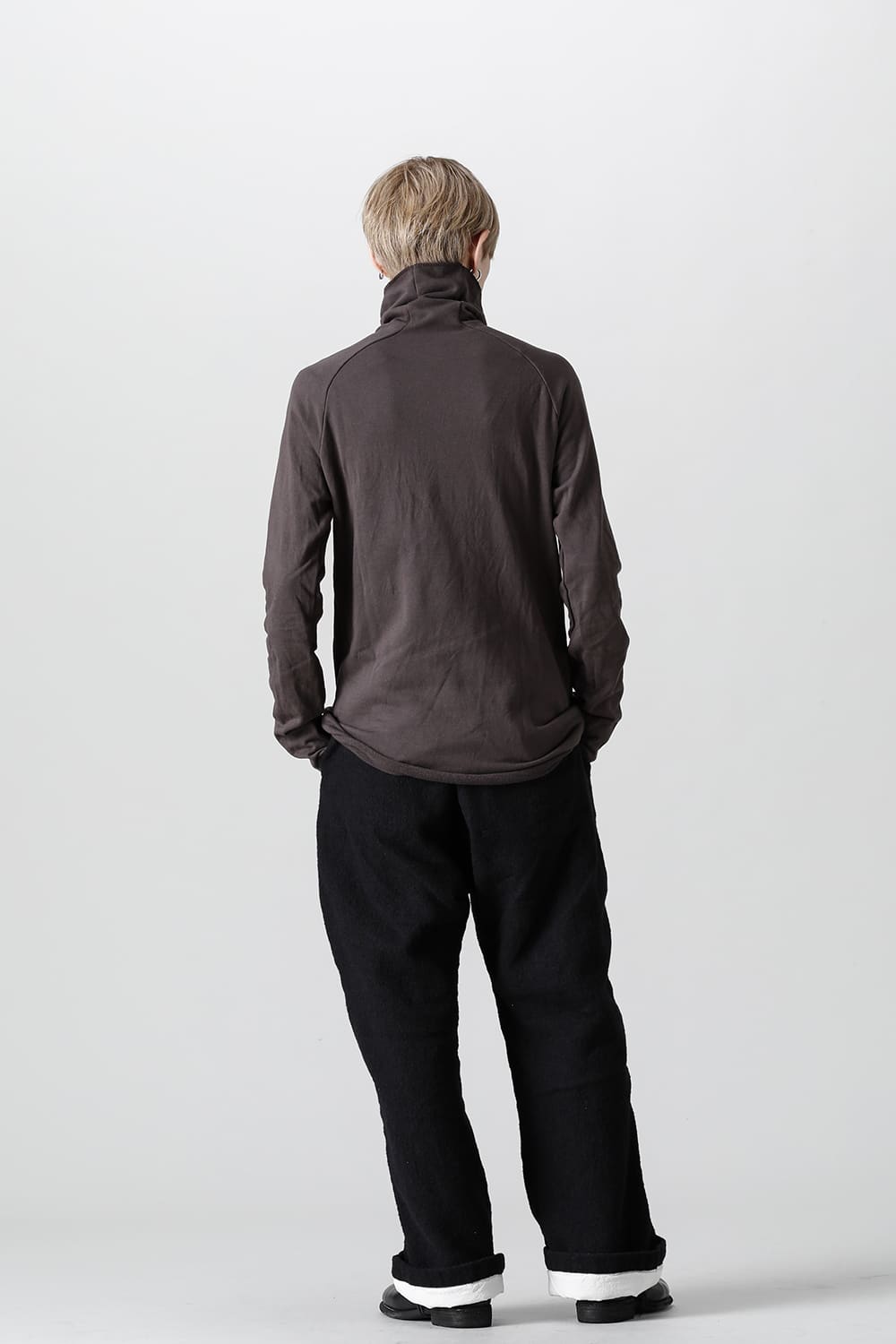 Micro Fleece Bottle neck T-shirt D.Brown