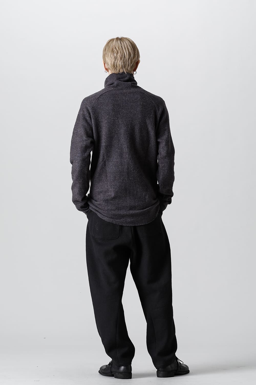Dual Layered Wool Bottle Neck Knit M.Gray / Kahki