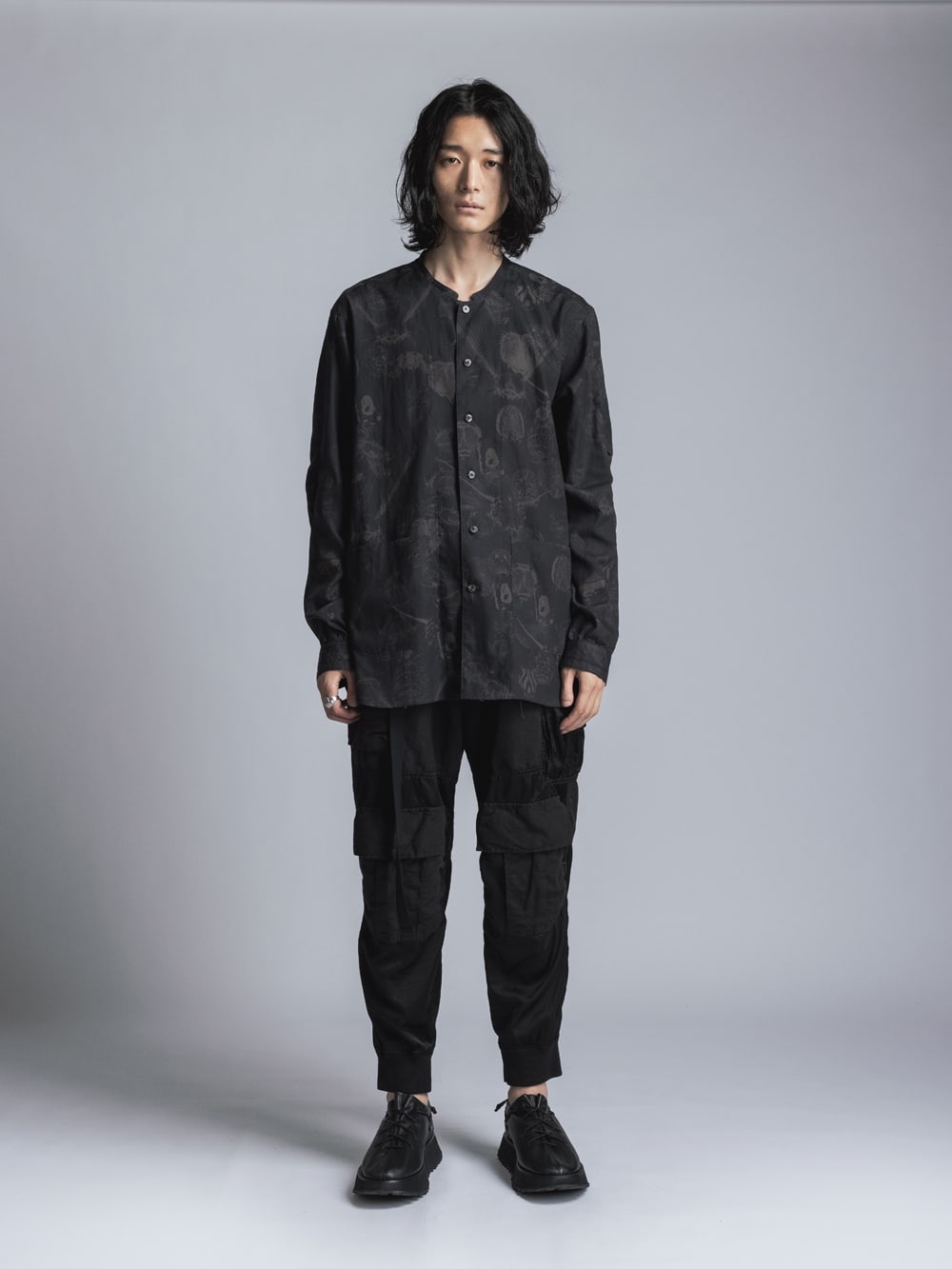 Cotton Rayon / Satin Cargo Pants Black