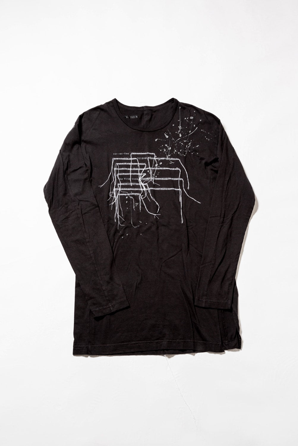 Print & Stitch Long Sleeve T Black × White