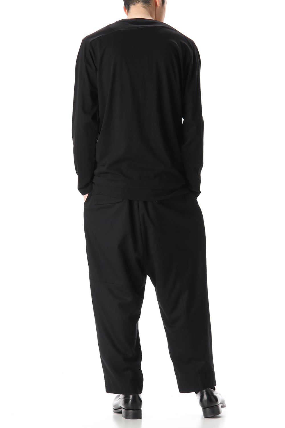 ヘム レイヤード ロング スリーブ Tシャツ Black