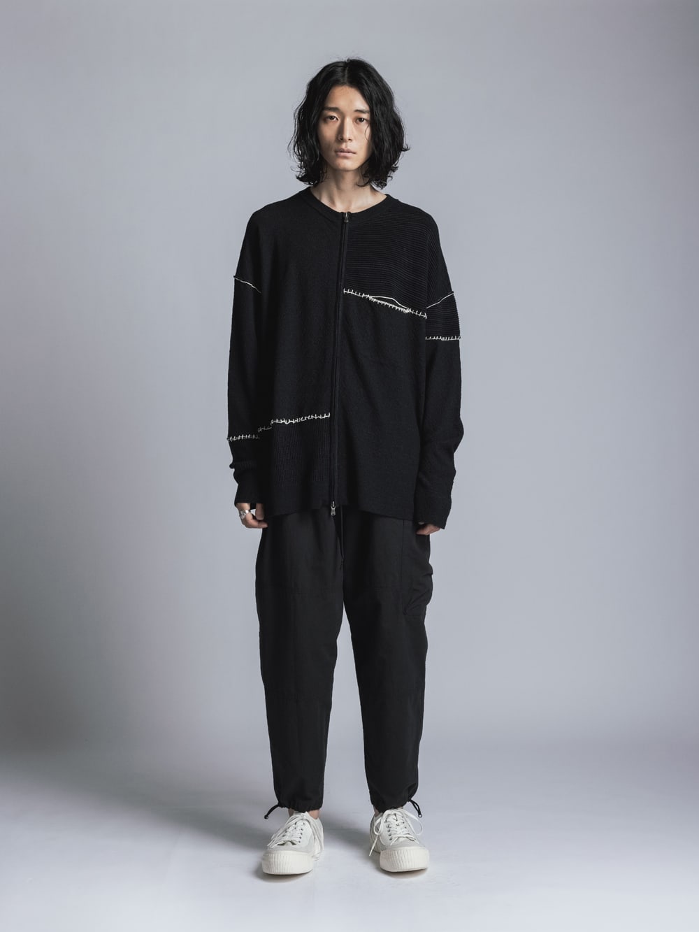 High Gauge Zip Knit Black