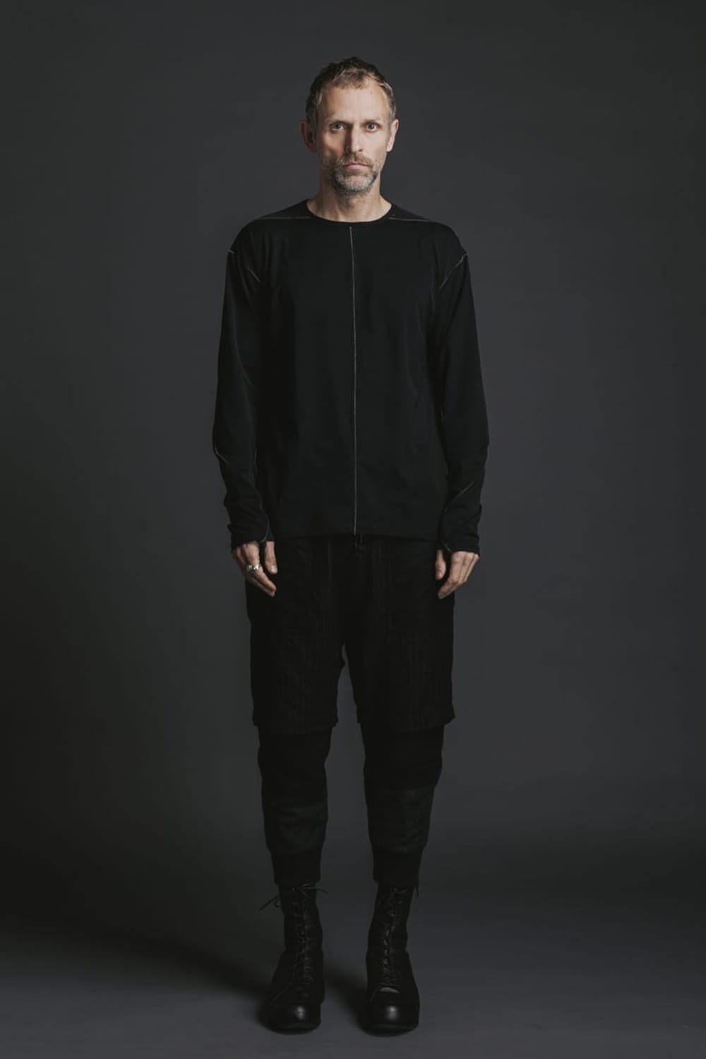 Nylon Spandex Jersey Crewneck L/S Black