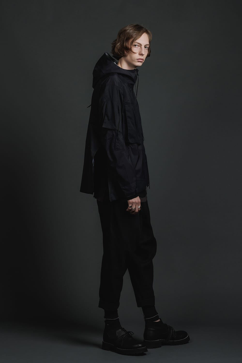 Water Repellent Hooded Jacket Black