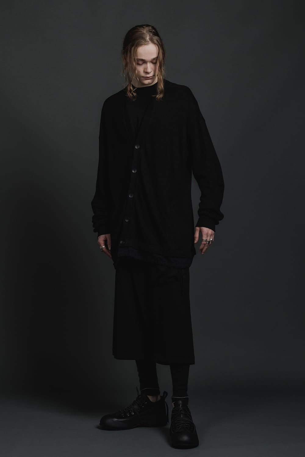 リネン/コットン ジャージーカーディガン ブラック