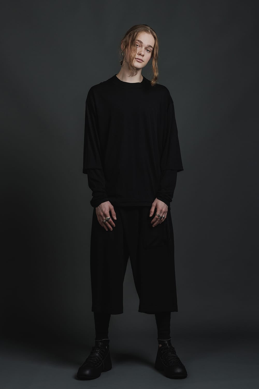 ダブルレイヤード Tシャツ ブラック