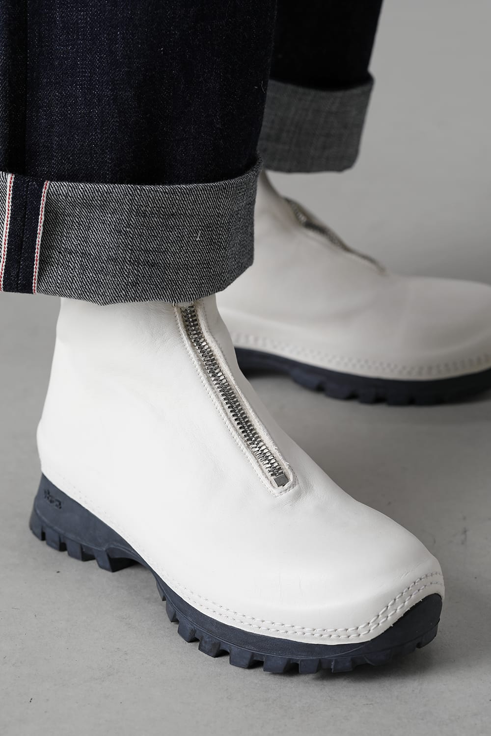 Front Zip Sneakers Boots-Horse Full Grain Leather