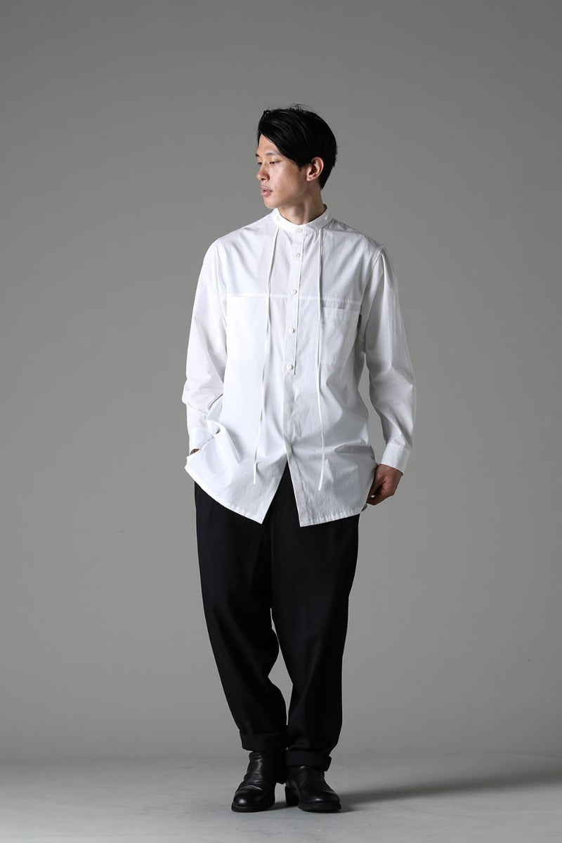 String Panel Pocket Blouse White