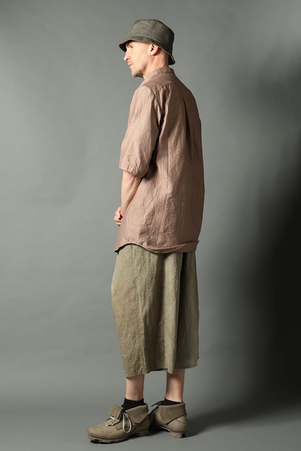 ショートスリーブ シャツ シャドウジャカード ピンクグレー