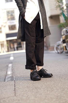 DEVOA Wide Pants Cotton Linen Rip Stop Black Style