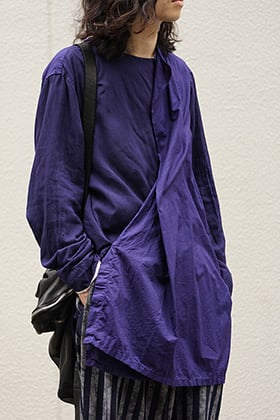 Yohji Yamamoto SS18 Left Front Double Switching Shirt Navy Style