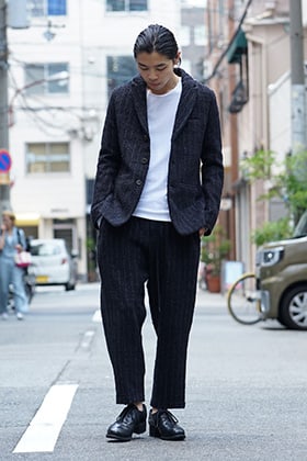 individual sentiments Wool / Cotton Slab Yarn Tweed Suit Style