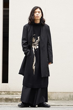 Yohji Yamamoto No Collar Jacket Wrinkled Gabardine Style