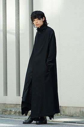 Yohji Yamamoto - ヨウジヤマモト 18AW Collared Tab Coat Dress Wool Viyella スタイリング