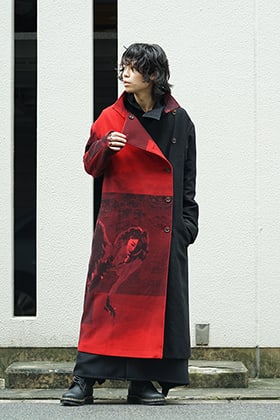 Yohji Yamamoto 18AW Red flannel right front dress coat Style