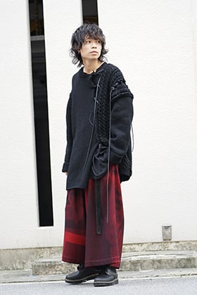 Yohji Yamamoto 18AW Leather Lace Seam Grafting Knit Style