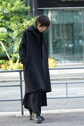 B Yohji Yamamoto Wool Viyella Bias Fastener Coat Style