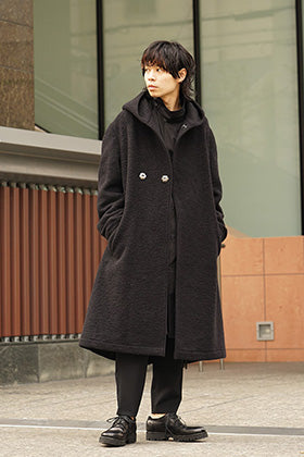 Yohji Yamamoto 18AW Ｗ hooded coat knit mossa Style