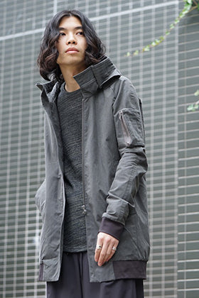 DEVOA SS18 Hooded Jacket Prince of Wales Check Khaki Gray