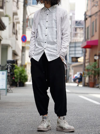 The Viridi-anne Wrinkled Knit and Check Print Shirt