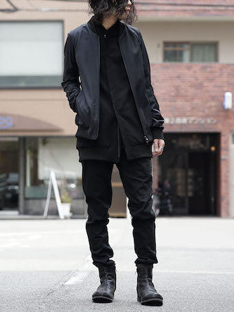 DEVOA Jacket Wool Silk and Slim Pants Black Denim