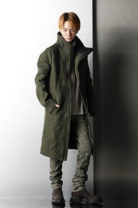 D.hygen Military High Neck Coat Styling