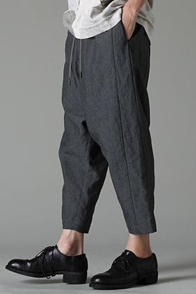 DEVOA 23SS "Drop Crotch Cropped Pants Linen Blue Gray" 3 Styling