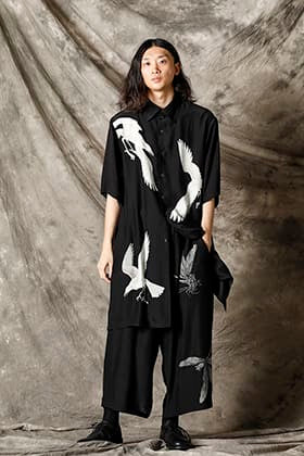 Yohji Yamamoto 21-22AW White Crow Pattern Shirt Style