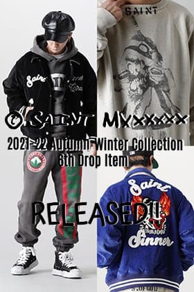 SAINT Mxxxxxx (SAINT MICHAEL) 2021 -22 秋冬系列新品现已上架。这一次，与 EVANGELION 的联名商品也发布了。从现在开始，将开始在我们的商店和网上销售！