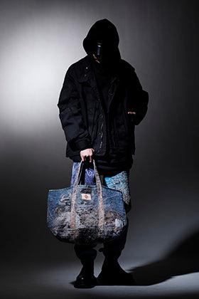 PROLETA RE ART ウロボロス スウェットパンツ(アートピース番号 No.78 & 101) ブラック&ブルー 2トーンスタイリング