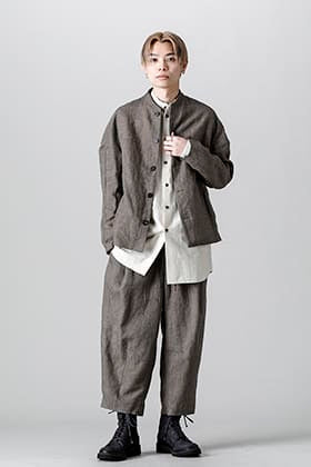 DEVOA 22SS Silk Linen Crazy Check Setup Styling