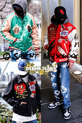 © SAINT Mxxxxxx Stadium Jacket/embroidered satin baseball jacket/Swing Top Style