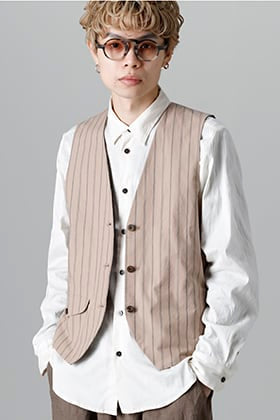 NOUSAN 22SS：Reversible Stripe Gilet x Silk Cotton Shirt Styling