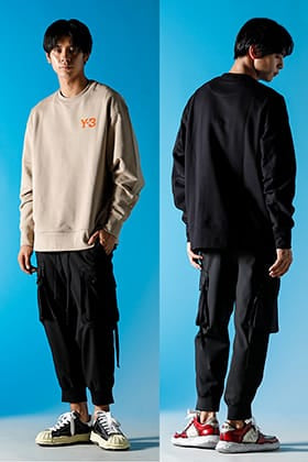 Y-3 チェストロゴスウェット BLK or KHAKI 着比べスタイル！