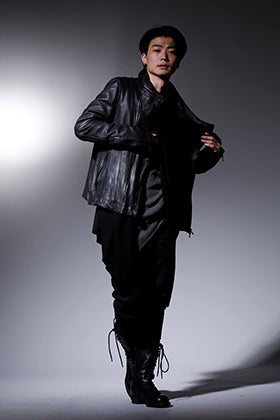 JULIUS 2022 -23 AW Covered Neck Leather Jacket Styling