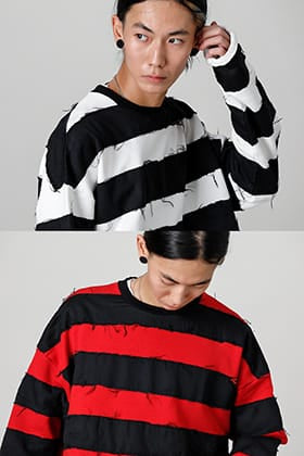 MINEDENIM Denim Striped Crew Neck Comparison Style!!