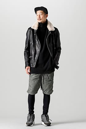 RIPVANWINKLE レザーボア パラシュートパンツスタイル